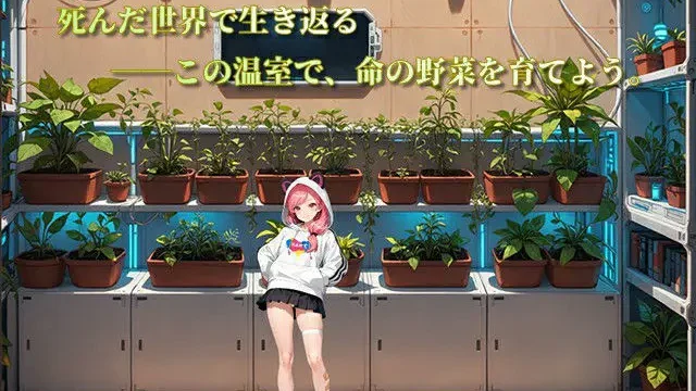 私のコンビニが美少女の避難所になったとは？ 温室で命の野菜を育てる施設シーン(画像出典: DMM GAMES公式ページ)