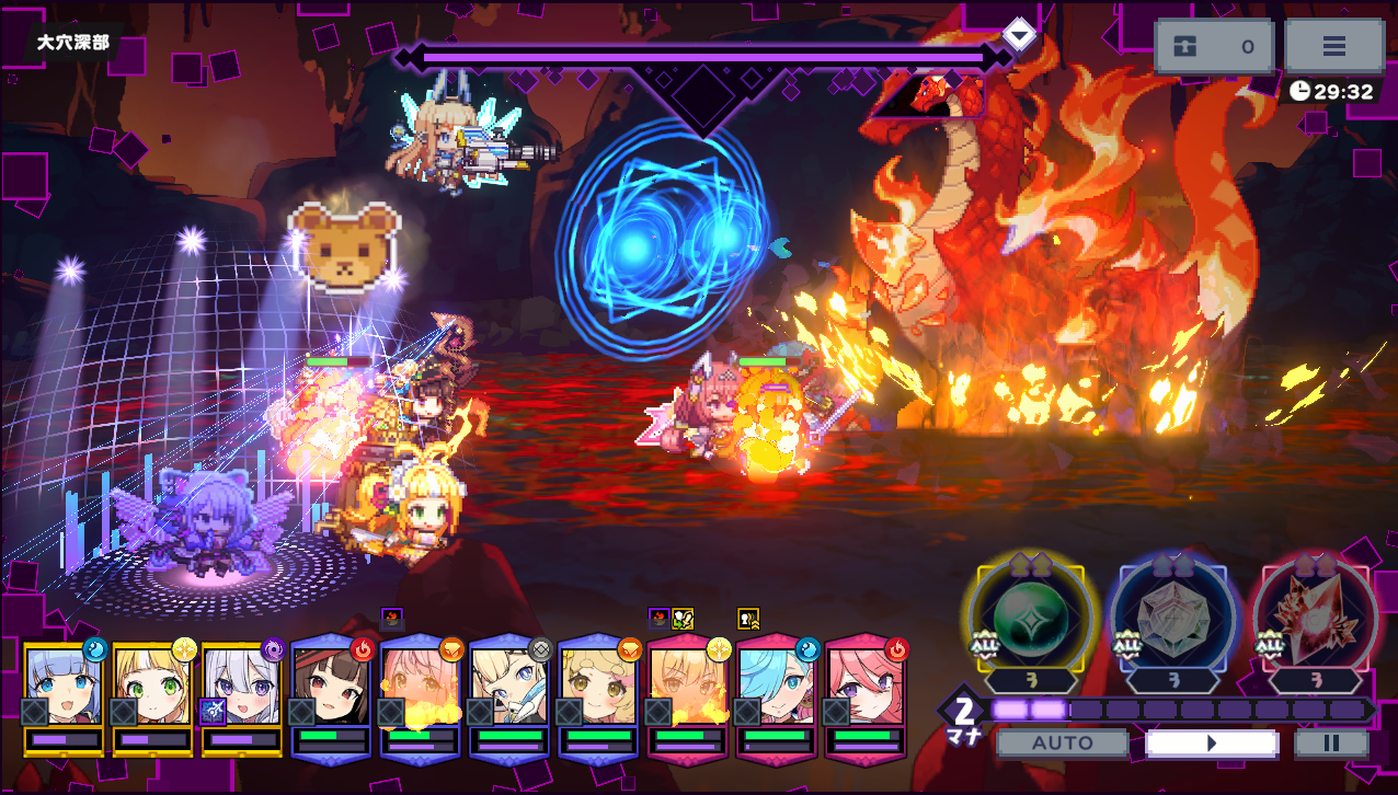 ドットアビスX 実プレイ画面: バトル中の戦闘画面
