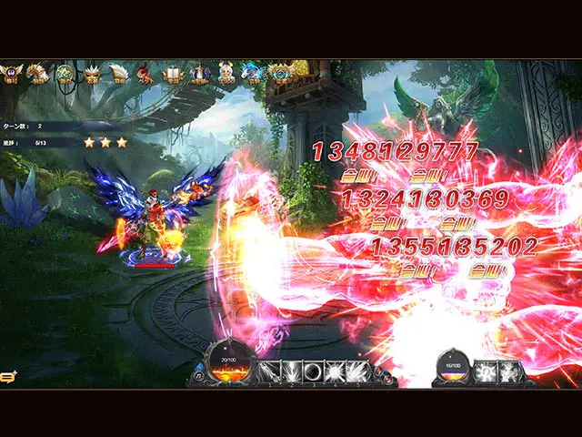 騎士と翼のフロンティアの3Dターン制バトル画面(画像出典: DMM GAMES公式ページ)