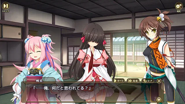 戦国†恋姫オンライン〜奥宴新史〜のストーリー会話シーン(画像出典: DMM GAMES公式ページ)