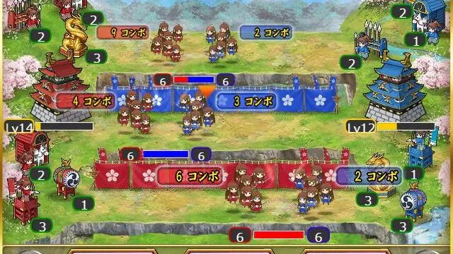 戦乱プリンセスの大規模国盗りバトル「戦乱」画面