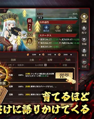 私有正史 神姫のステータス・スキル習得画面のスクリーンショット